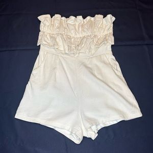 White strapless romper